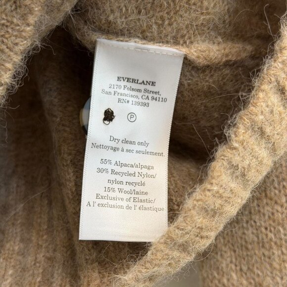 Everlane The Crew Cardigan in Alpaca in Dark Heathered Camel, Size Small - Picture 8 of 9